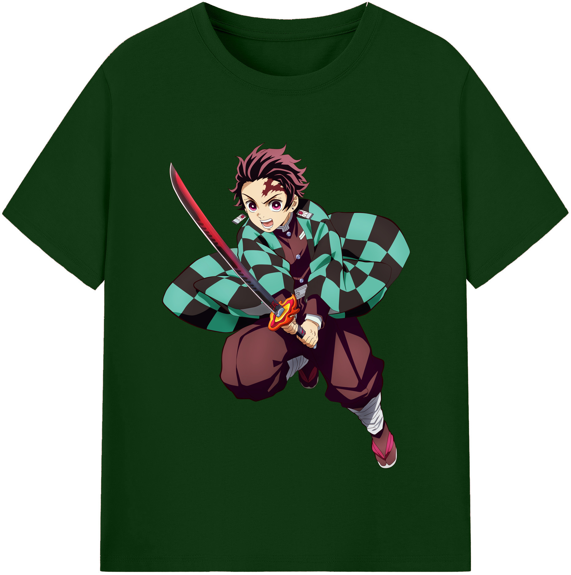 （画像用） 鬼滅の刃 竈門 炭治郎／かまど たんじろう Kamado Tanjirou 綿100％半袖Tシャツ（フロントプリント）